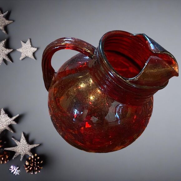 Vintage Anchor Hocking Depression Glass Ruby Red Pitcher - Picture 5 of 8
